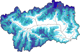 Hauter de neige + donn&eacute;es de station automatiques (AWS) + donn&eacute;es Modello 1 AINEVA (MOD1) au-dessus de 2000 m
