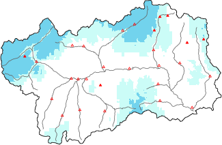 Neige fra&icirc;che dans les derni&egrave;res 24h + donn&eacute;es Modello 1 AINEVA (MOD1)