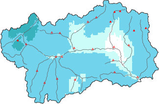 Neige fra&icirc;che dans les derni&egrave;res 72h + donn&eacute;es Modello 1 AINEVA (MOD1)