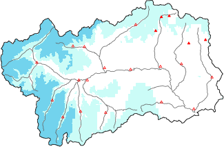 Neige fra&icirc;che dans les derni&egrave;res 72h + donn&eacute;es Modello 1 AINEVA (MOD1)