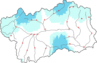 Neige fra&icirc;che dans les derni&egrave;res 24h + donn&eacute;es Modello 1 AINEVA (MOD1)