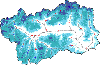 Hauter de neige + donn&eacute;es de station automatiques (AWS) + donn&eacute;es Modello 1 AINEVA (MOD1) au-dessous de 2000 m