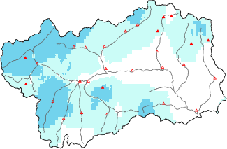 Neige fra&icirc;che dans les derni&egrave;res 24h + donn&eacute;es Modello 1 AINEVA (MOD1)