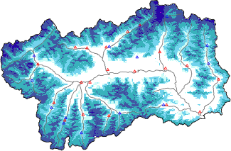 Hauter de neige + donn&eacute;es de station automatiques (AWS) + donn&eacute;es Modello 1 AINEVA (MOD1) au-dessous de 2000 m