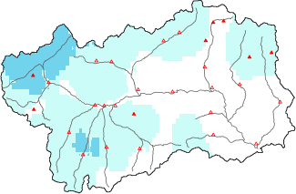 Neige fra&icirc;che dans les derni&egrave;res 24h + donn&eacute;es Modello 1 AINEVA (MOD1)