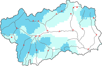Neige fra&icirc;che dans les derni&egrave;res 72h + donn&eacute;es Modello 1 AINEVA (MOD1)