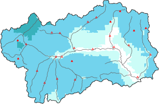 Neige fra&icirc;che dans les derni&egrave;res 72h + donn&eacute;es Modello 1 AINEVA (MOD1)