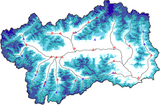 Hauter de neige + donn&eacute;es de station automatiques (AWS) + donn&eacute;es Modello 1 AINEVA (MOD1) au-dessous de 2000 m