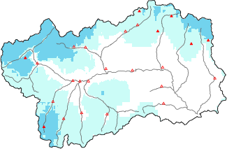 Neige fra&icirc;che dans les derni&egrave;res 24h + donn&eacute;es Modello 1 AINEVA (MOD1)