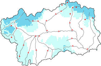 Neige fra&icirc;che dans les derni&egrave;res 24h + donn&eacute;es Modello 1 AINEVA (MOD1)