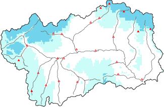 Neige fra&icirc;che dans les derni&egrave;res 72h + donn&eacute;es Modello 1 AINEVA (MOD1)