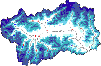 Hauter de neige + donn&eacute;es de station automatiques (AWS) + donn&eacute;es Modello 1 AINEVA (MOD1) au-dessous de 2000 m