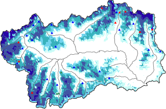 Altezza neve al suolo + dati stazioni automatiche (AWS) e Modelli 1 AINEVA (MOD1) oltre i 2000 m