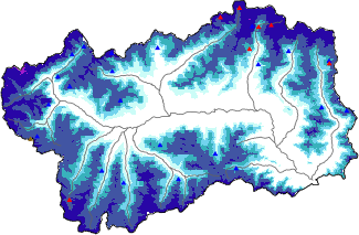 Altezza neve al suolo + dati stazioni automatiche (AWS) e Modelli 1 AINEVA (MOD1) oltre i 2000 m