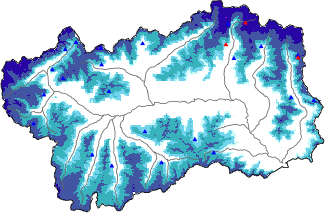 Altezza neve al suolo + dati stazioni automatiche (AWS) e Modelli 1 AINEVA (MOD1) oltre i 2000 m