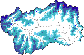 Altezza neve al suolo + dati stazioni automatiche (AWS) e Modelli 1 AINEVA (MOD1) oltre i 2000 m