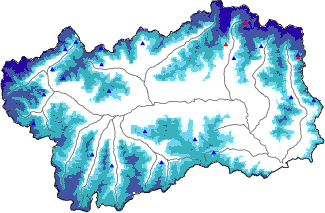 Altezza neve al suolo + dati stazioni automatiche (AWS) e Modelli 1 AINEVA (MOD1) oltre i 2000 m
