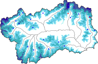 Altezza neve al suolo + dati stazioni automatiche (AWS) e Modelli 1 AINEVA (MOD1) oltre i 2000 m