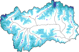Snow depth + automatic weather station data (AWS) + Modello 1 AINEVA (MOD1) data below 2000 m