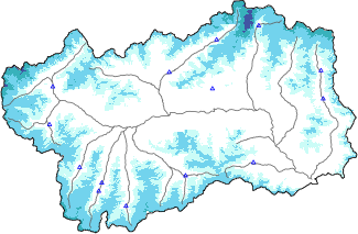 Snow depth + automatic weather station data (AWS) + Modello 1 AINEVA (MOD1) data below 2000 m