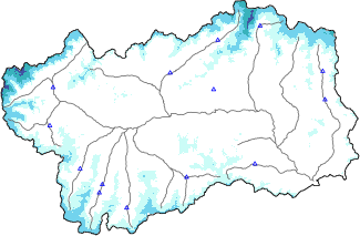 Altezza neve al suolo + dati stazioni automatiche (AWS) e Modelli 1 AINEVA (MOD1) sotto i 2000 m