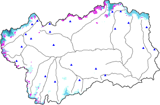 Altezza neve al suolo + dati stazioni automatiche (AWS) e Modelli 1 AINEVA (MOD1) oltre i 2000 m