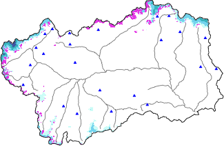 Altezza neve al suolo + dati stazioni automatiche (AWS) e Modelli 1 AINEVA (MOD1) oltre i 2000 m