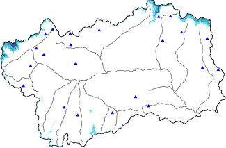 Hauter de neige + donn&eacute;es de station automatiques (AWS) + donn&eacute;es Modello 1 AINEVA (MOD1) au-dessus de 2000 m