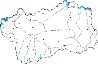 Hauter de neige + donn&eacute;es de station automatiques (AWS) + donn&eacute;es Modello 1 AINEVA (MOD1) au-dessus de 2000 m