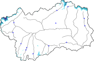 Altezza neve al suolo + dati stazioni automatiche (AWS) e Modelli 1 AINEVA (MOD1) sotto i 2000 m