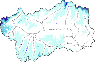 Altezza neve al suolo + dati stazioni automatiche (AWS) e Modelli 1 AINEVA (MOD1) sotto i 2000 m