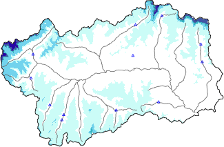 Altezza neve al suolo + dati stazioni automatiche (AWS) e Modelli 1 AINEVA (MOD1) sotto i 2000 m