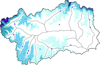 Altezza neve al suolo + dati stazioni automatiche (AWS) e Modelli 1 AINEVA (MOD1) sotto i 2000 m