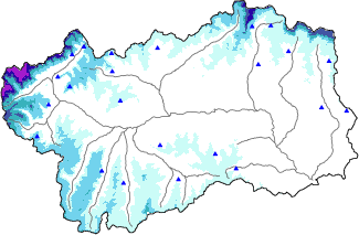 Altezza neve al suolo + dati stazioni automatiche (AWS) e Modelli 1 AINEVA (MOD1) oltre i 2000 m