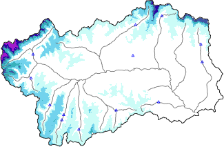 Altezza neve al suolo + dati stazioni automatiche (AWS) e Modelli 1 AINEVA (MOD1) sotto i 2000 m