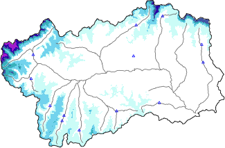 Altezza neve al suolo + dati stazioni automatiche (AWS) e Modelli 1 AINEVA (MOD1) sotto i 2000 m