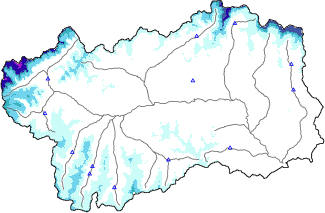 Altezza neve al suolo + dati stazioni automatiche (AWS) e Modelli 1 AINEVA (MOD1) sotto i 2000 m