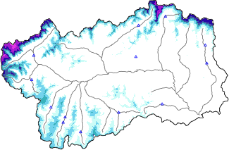 Altezza neve al suolo + dati stazioni automatiche (AWS) e Modelli 1 AINEVA (MOD1) sotto i 2000 m