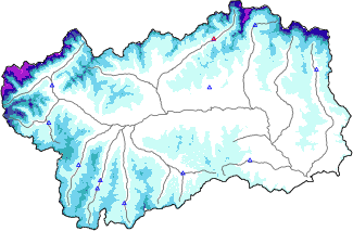 Altezza neve al suolo + dati stazioni automatiche (AWS) e Modelli 1 AINEVA (MOD1) sotto i 2000 m