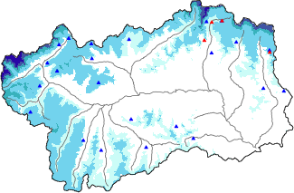 Snow depth + automatic weather station data (AWS) + Modello 1 AINEVA (MOD1) data above 2000 m