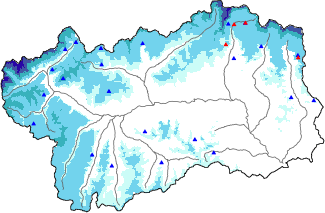 Snow depth + automatic weather station data (AWS) + Modello 1 AINEVA (MOD1) data above 2000 m