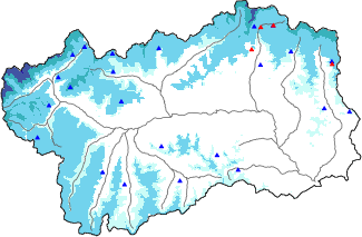 Snow depth + automatic weather station data (AWS) + Modello 1 AINEVA (MOD1) data above 2000 m