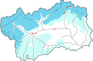 New snow in the last 72h + Modello 1 AINEVA (MOD1) data