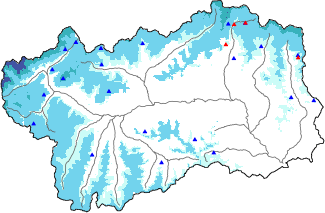 Snow depth + automatic weather station data (AWS) + Modello 1 AINEVA (MOD1) data above 2000 m