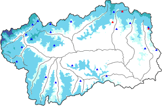 Snow depth + automatic weather station data (AWS) + Modello 1 AINEVA (MOD1) data above 2000 m
