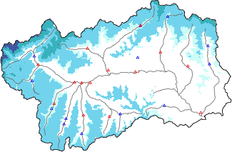 Snow depth + automatic weather station data (AWS) + Modello 1 AINEVA (MOD1) data below 2000 m