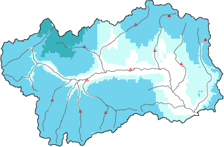 New snow in the last 72h + Modello 1 AINEVA (MOD1) data