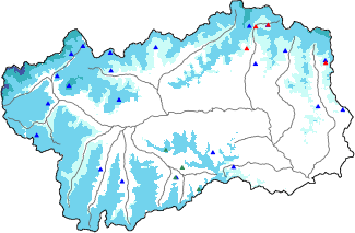 Snow depth + automatic weather station data (AWS) + Modello 1 AINEVA (MOD1) data above 2000 m