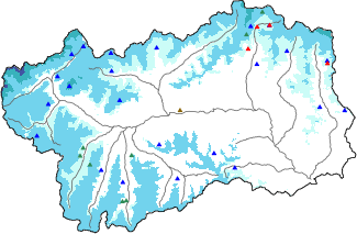Snow depth + automatic weather station data (AWS) + Modello 1 AINEVA (MOD1) data above 2000 m
