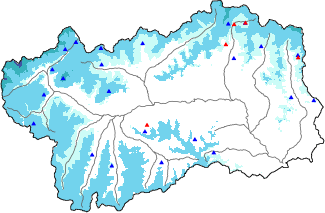 Snow depth + automatic weather station data (AWS) + Modello 1 AINEVA (MOD1) data above 2000 m